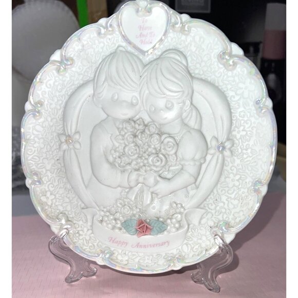 Precious Moments Anniversary Plate Easel Stand 6.5" Porcelain Collectible - Picture 3 of 7